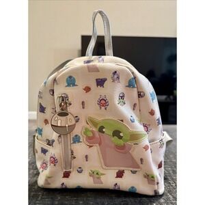 Star Wars Mini Backpack Kids Cream Silver Grogu Ahsoka R2D2 NWOT